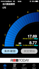[旧山中町内でのLTE通信速度(ソフトバンク版iPhone 5)]