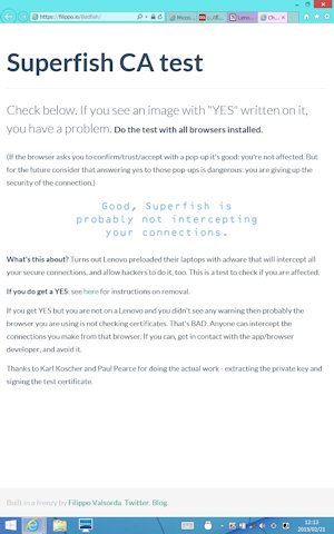 Superfish CA test on Miix 2 8]