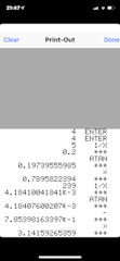 [Free42でのマチンの公式の計算結果(印字)]